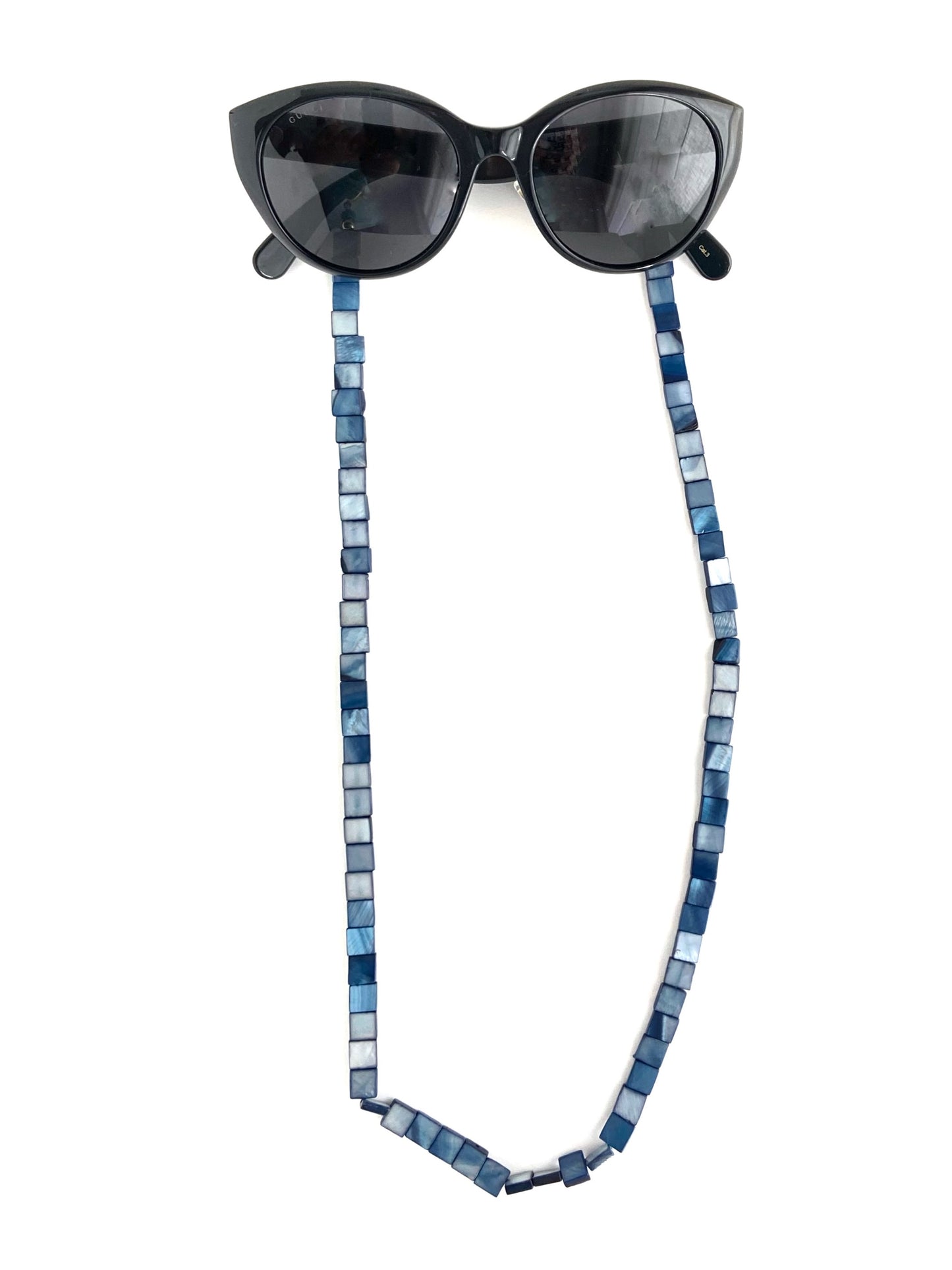 Corrente de Óculos Madrepérola Quadrada - Marinho