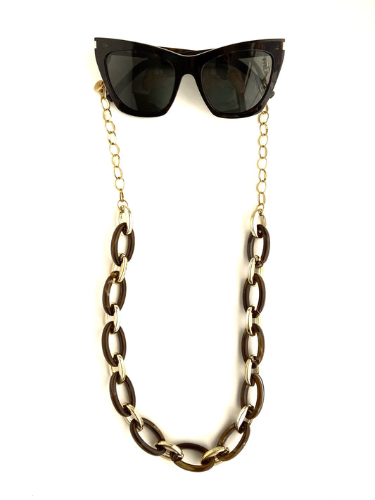 Corrente de Óculos Sofia - Marrom e Dourado