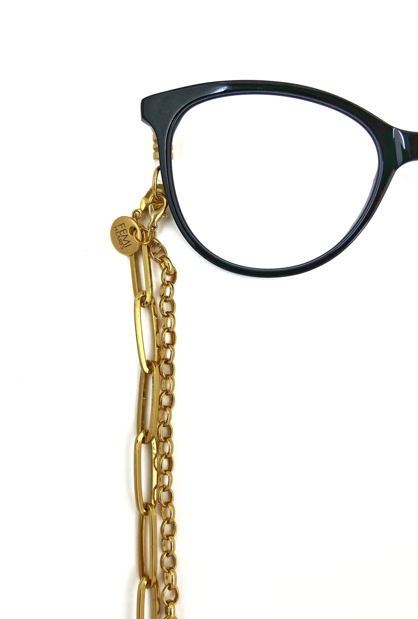 Corrente de Óculos Metal Dourada Dupla - Grande