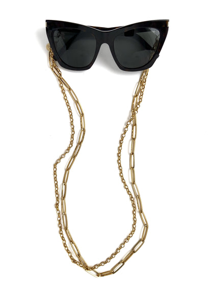 Corrente de Óculos Metal Dourada Dupla - Grande