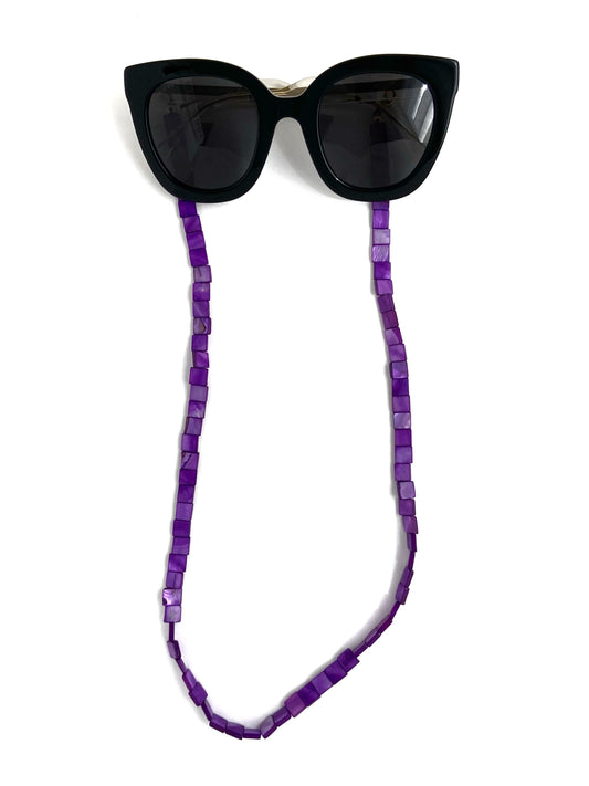 Corrente de Óculos Madrepérola Quadrada - Roxa