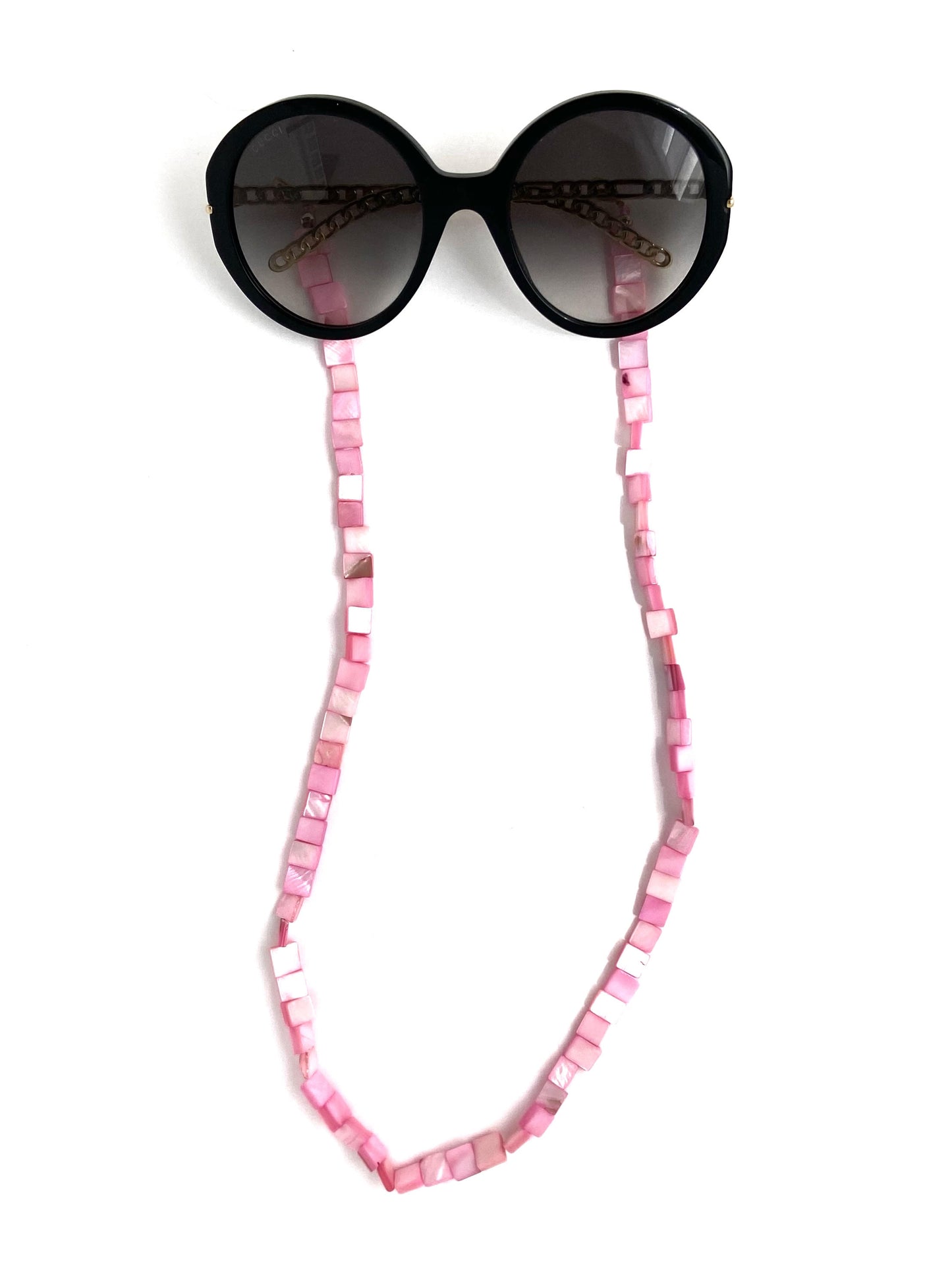 Corrente de Óculos Madrepérola Quadrada - Rosa